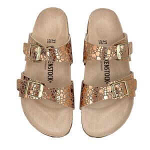 Birkenstock Arizona Metallic Stones Silver Suede Lined Cork Sandals 39 Narrow 8